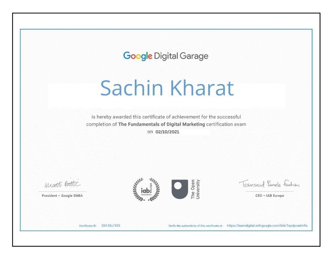 Fundamental of Digital Marketing By Google Garage